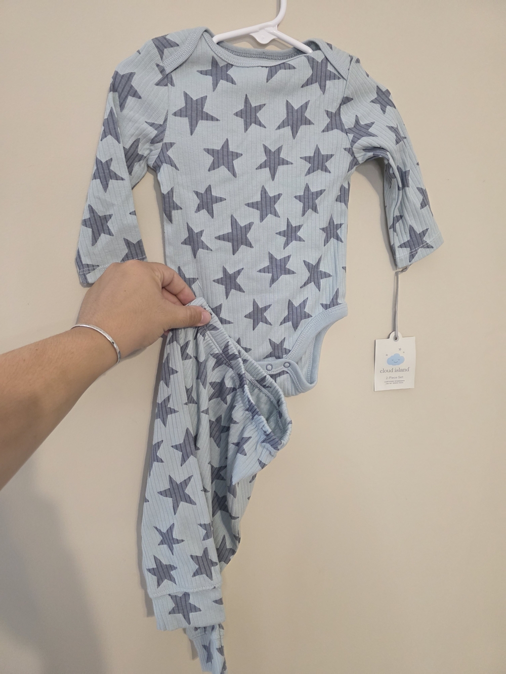 cloud island Blue Cloud & Star 2-Piece Baby Set Tag Illustration